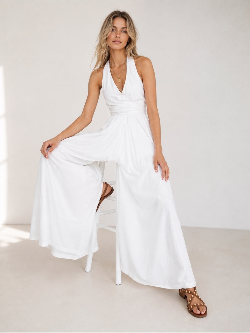 J. Crew White Halter Jumpsuit New Cotton